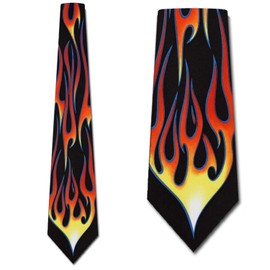 Three Rooker Hot Rod Flame Tie Mens Necktie