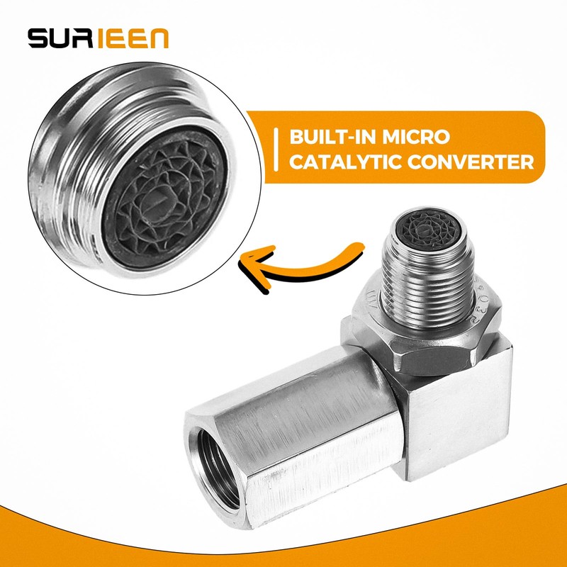 SURIEEN O2 Oxygen Sensor Spacer, 90 Degree Stainless Oxygen Sensor