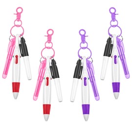 Daphilly Mini Highlighter Nurse Pen Pack Set with Nurse Pens for Badge Include Pink and Purple Tip Highlighter 4 Permanent Marker Pen and 4 Retractable Ball Pen with 4 Nursing Keychain Clip