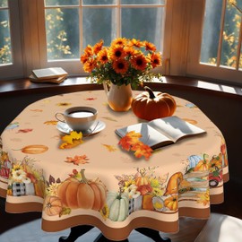 sgqjdpmc Thanksgiving Harvest Tablecloth Fall Oval Table Cloth Autumn Leaves Pumpkin Table Cover for Thanksgiving Party Decorations,54 x 72 Inch