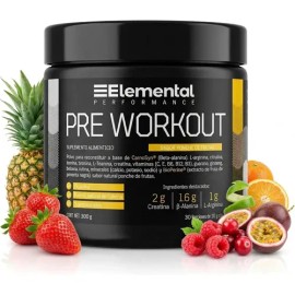 Pre Entreno Elemental Performance 300g Sabor Ponche De Frutas  Beta Alanina LArginina Guaraná  30 Porciones                                           