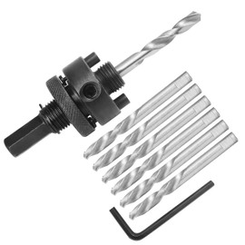 JTemgle Heavy Duty Hole Saw Arbor with 5pcs Center Drill Bits, 1/2" Hex Shank Quick Change Arbor Fits 1-1/2" to 10" Hole Saws