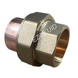 EZ-FLUID Plumbing 1/2" C X C Copper Union, Copper Union CxC Solder Sweat Straight Connection,Lead-Free Brass & Copper (5-Pack)