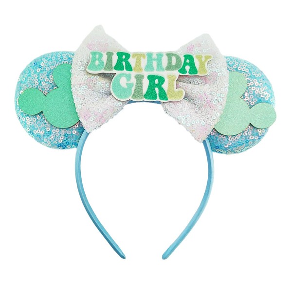 WW-WONDERFULWORLD Birthday Girl Mouse Ears Headbands Crown With Shiny Sequins