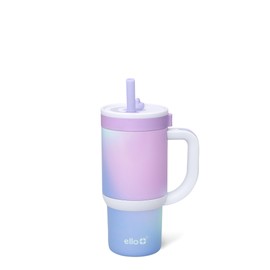 Ello Oasis 14oz Stainless Steel Toddler Tumbler with Handle & Retracting Straw, 100% Leakproof, Double-Wall Vacuum Insulated, Kids Water Bottle for School, BPA Free, Dishwasher Safe, Purple Swirl