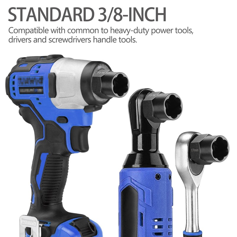 Eapele 13pcs Bolt Extractor Set, Stripped Nut Remover Twist Sockets,