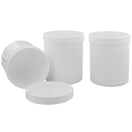 Kosmetex Empty Tin, Cosmetic Tin, White, Round, 30 g / 35 ml Screw Tin, Plastic Tin, Cream Tin, Jug, Ointment Tin, 15 x 30 g / 35 ml