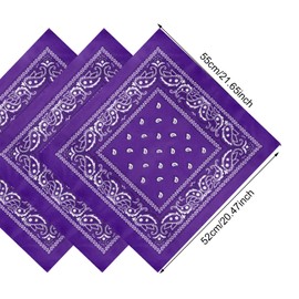36 Pack Bandanas for Women Men Cowboy Bandana Handkerchief Headband Face Mask Bulk for Party Costume (Classic, Purple)