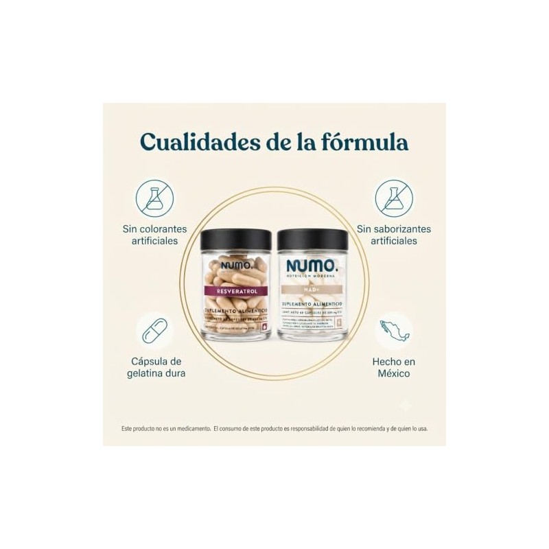 NUMO NAD+ y Trans-Resveratrol │Combo Longevidad │ 2 Frascos 60