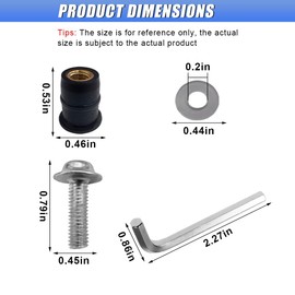 ZIMISI 10PCS Motorcycle Windshield Bolts Kit, Aluminum Alloy Car Body Mounting Screws Set with Washer & Wrench, Fairing Bolt Kit, Well Bolts Nuts Fasteners for Most Vehicles (Silver)