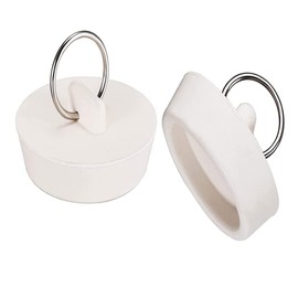 2pcs Rubber Sink Plug, Drain Stopper White with Hanging Ring Fit 40-45mm for Bathtub Kitchen and Bathroom