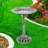 Pure Garden 50-LG1073 Grey Resin Bird Bath with Antique Design