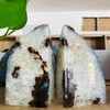 AMOYSTONE Agate Bookends Black Geode Book Ends Heavy Duty Bookend