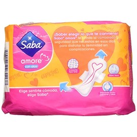 Saba Toallas Sanitarias para Dama Amore, color Rosa/Naranja, 8 Piezas
