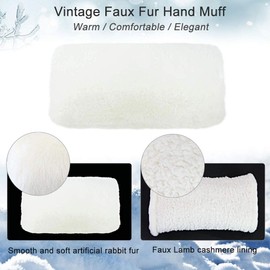 Kbnian Faux Fur Hand Muffs Women Faux Fur Muffs (White)