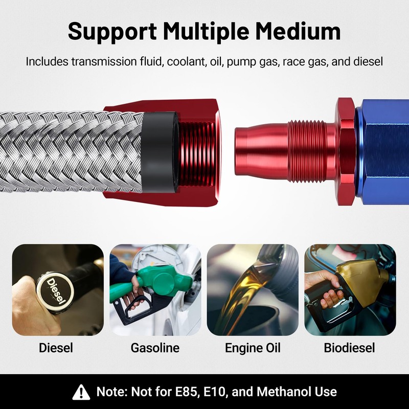EVIL ENERGY 8AN Fuel Line Kit 20FT, 8AN Hose Stainless