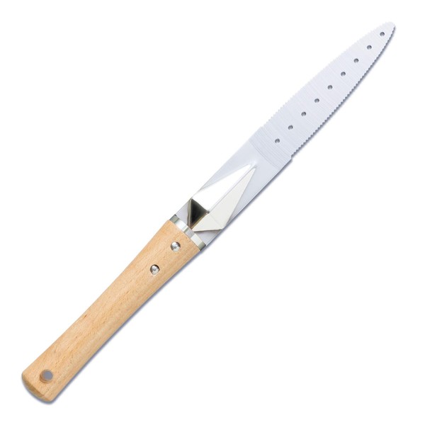 Como Life Saw Blade Replacement Spatula, Plant, Plant, Replanting, Gardening, Spatula, Saw Blade, Double-edged, Stainless Steel, Natural Wood, Rhombus, Embossed, Soil, Potted Plant, Roots, Shared Gardening, Blade Length: Approx. 7.9 inches (20 cm)