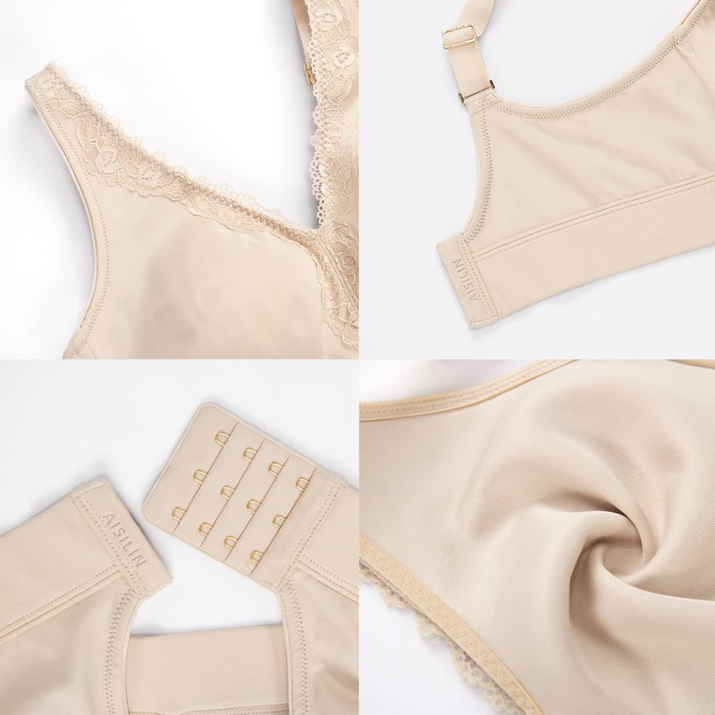 AISILIN Women's Wireless Bra Plus Size Full Coverage Seamless Unlined
