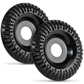 fucokt 2Pcs Wood Carved Disc Grinder Grinding Wheel Disc 4 Inch, Wood Grinding Disc Wood Grinding Shaping Disc for Angle Grinder ，with 5/8 Inch Mandrel