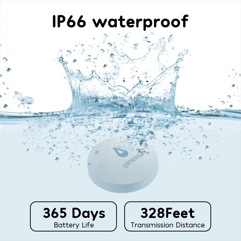 Winees WiFi Water Leak Detector, 3 Pack Water Sensors(Hub Not