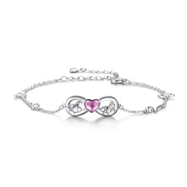 AOBOCO Sterling Silver Horse Infinity Love Bracelet, Horse Jewellery Birthday Gifts for Girls Women Daughter Horse Lover (Pink)
