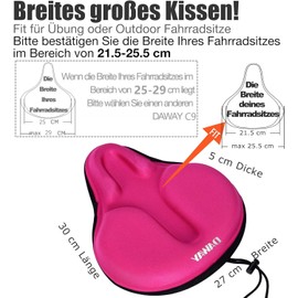 Daway C6 Comfortable Bicycle Saddle Cover with Foam Gel Padding, pink