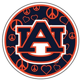 Craftique Auburn Tigers Decal (ORG/BLU AU PEACE,LOVE CIR D (4"), 4 in)