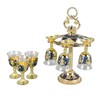 6Pcs Chinese Chalice Retro Style Zinc Alloy Glass Embossed Flower
