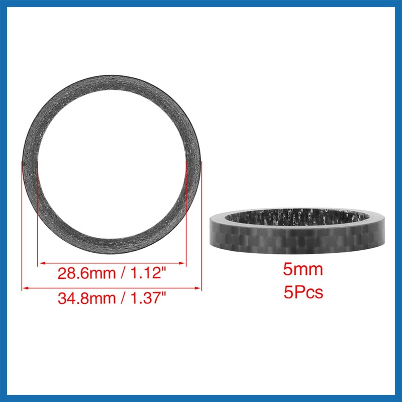 A ABSOPRO 5pcs Headset Spacer Matte Black Fit 1 1/8