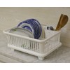 Heavy Duty 2-Piece Plastic Dish Drying Rack Set in White
