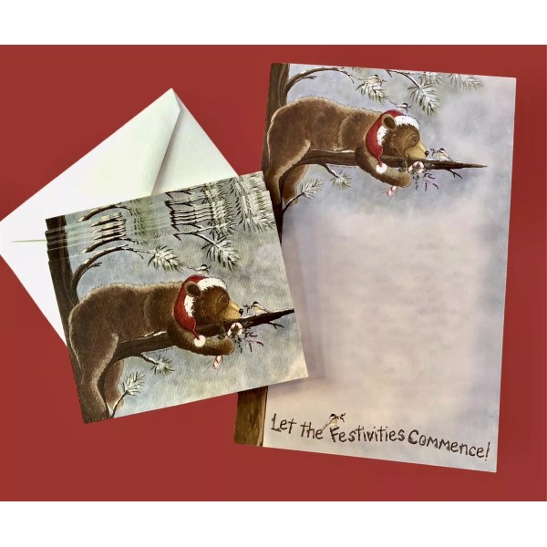 Posies and Such Christmas Bear Notepad And Notecards