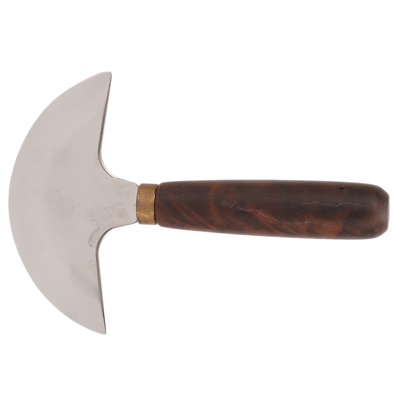 Leather Round Head Knife Walnut Wooden Handle Large Double Sided
