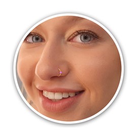 Thin 14k Gold Filled Small Pink Opal Nose Piercing Earring - 2 mm Pink Opal Piercing Nose Ring - 24 Gauge Very Thin Nose Ring Small Piercing Nose Piercing - Opal Nose Ring