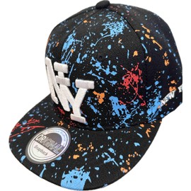 Jeamis NY USA Snapback Baseball Cap Kappe Cappy Unisex Trucker Starter Basecap Mütze Hawaii Sommer Kult (DE/NL/SE/PL, Alphanumerisch, Einheitsgröße, NY Bunt Blau)