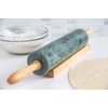 Fox Run Marble Rolling Pin and Base, Green 2.5 x