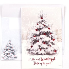 Leanin' Tree, Boxed Christmas Cards, Holiday Cards with Envelopes, 3D Christmas Cards Boxed with Envelopes, Xmas Cards (8 Merry Christmas Cards with Envelopes)