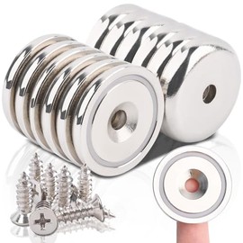 MIN CI MIN CI 12 Pack Magnets Strong 100lbs Pulling Force 36mm Neodymium Magnets with Countersunk Hole and Screws, Pot Magnets Round Magnets Rare Earth Magnets Silver Magnet