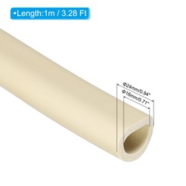 PATIKIL 18mm ID x 24mm OD x 1m Long Pipe Insulation Foam Tube, Pipe Cover Wrap Roll EPDM Bar Tubing for Handle Grip HVAC Air Conditioner Units, Beige