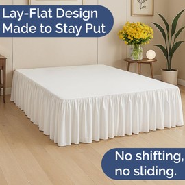 Bedskirt Queen Size Ruffle - 12 inch Drop Dust Ruffle Bed Skirt with Platform - Ultra-Soft, Easy Fit, Premium Hotel Quality - Wrinkle, Fade & Shrink Resistant - for Women, Men, Kids and Teens - White