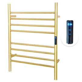 Dawot 8 Bars Towel Warmer Rack, 23" Electric Wall Mounted Heated Towel Rack, Hot Towel Rails with Timer and Temperature Control for Bathroom, Brushed Gold