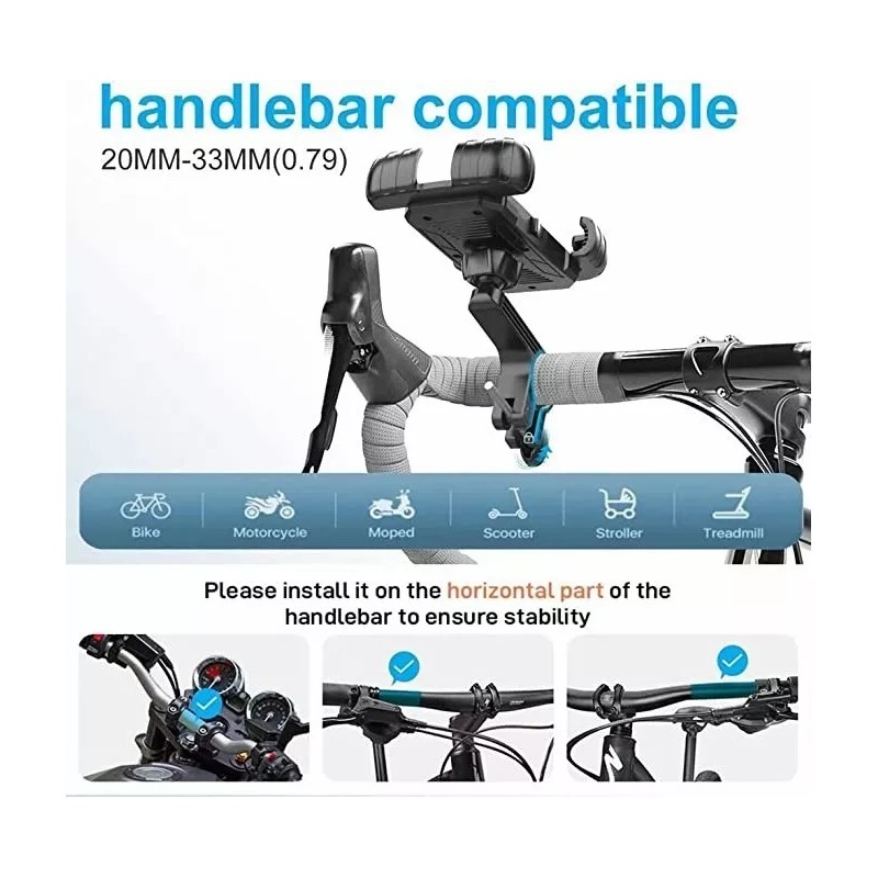 PUNKZZ Soporte Para Celular Moto/bicicleta, Base Porta Teléfono360°