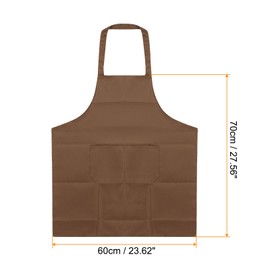QUARKZMAN Kitchen Cooking Aprons Polyester Art Aprons Potter's Apron Waterproof Artist Painting Apron with 2 Pockets for Home Catering Crafts Garden BBQ Brown, brown
