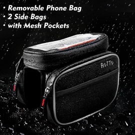 ROTTO Bike Frame Bag Waterproof Bicycle Phone Bag on Top Tube Sensitive Touch Screen