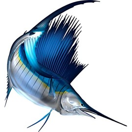 Sail Fish Beautiful Fish Decal for Your Boat, Vehicle, Etc. Many Sizes and Styles Available 12" to 40" (Small, Position 1)