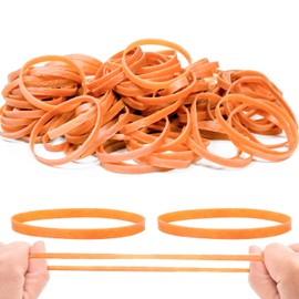 Pack of 200 Rubber Bands, 60 mm x 5 mm Wide, Elastic & Reusable, Household Rubbers for Office, School & Home, Delivery (Dark Yellow)