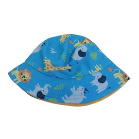 Childrens Kids Boys Summer Reversible Blue Animal Pattern Bucket Bush Hat (UK, Age, 7 Years, 10 Years, Multi/Reversible)