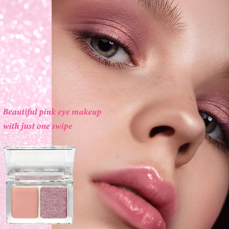 Pink Eyeshadow Palette,2 Colour Highly Pigmented Matte Shimmering Eye Shadow