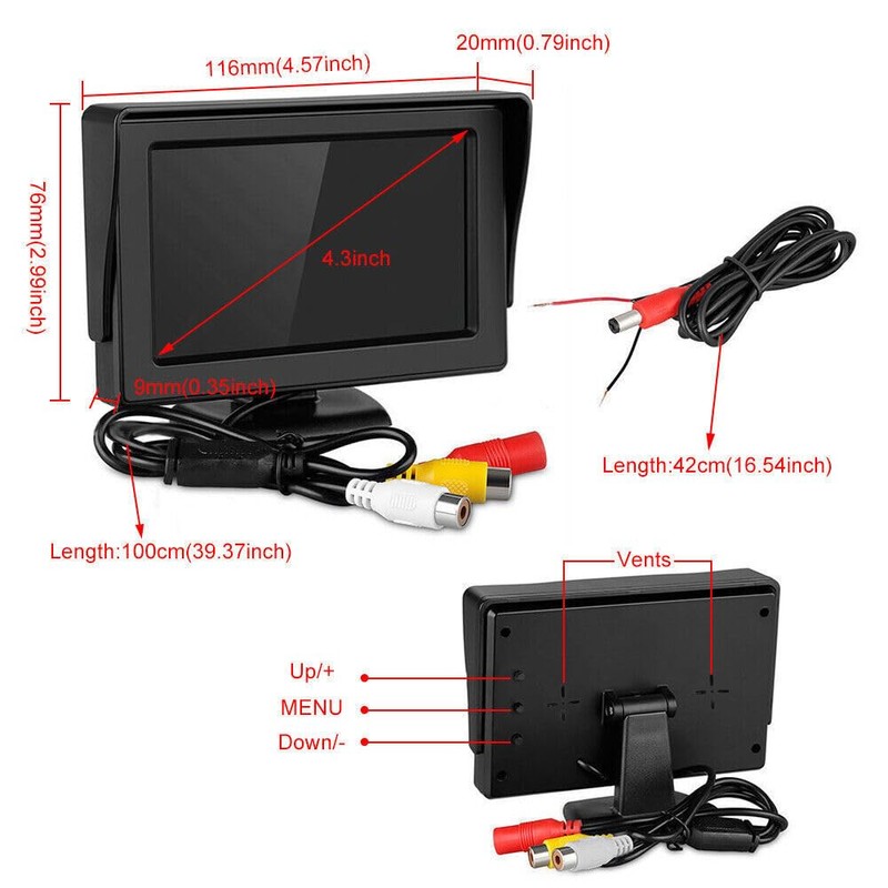LEDON 4.3" HD Monitor Reverse Camera Rear View Backup Parking