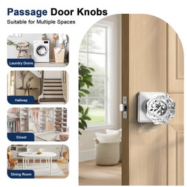 Orger Passage Door Knobs,Modern Glass Door Knobs, Keyless Stain Nickel Door Handles Interior Zinc-Alloy Heavy Duty for Closet Hallway 1Pack