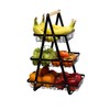 Stylish 3-Tier Counter top Basket with Wooden Handle Organize Fruits,